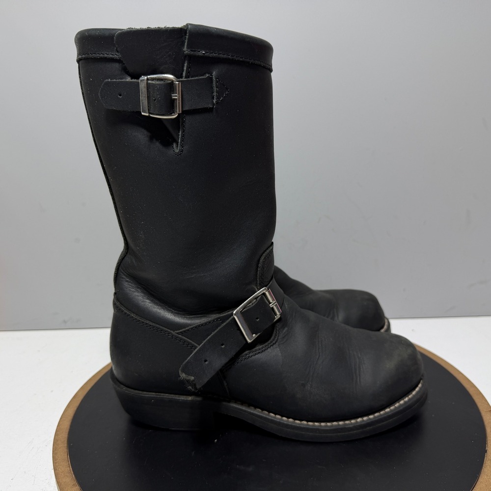 Cody James Engineer Boots Men 8.5 M Leather Biker Buckle Black Workwear Grunge